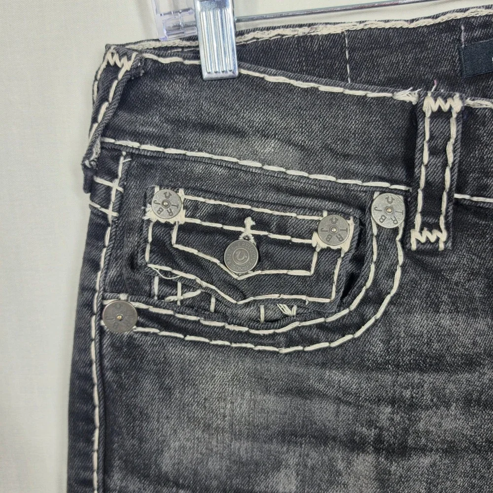 True Religion Ricky Relaxed Straight Mens Black Super T Flap Jeans 2000s